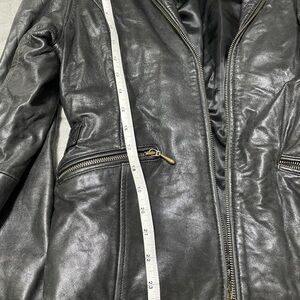 Valerie Stevens Charcoal Leather Jacket with Full Zipper front, pocket zippers
